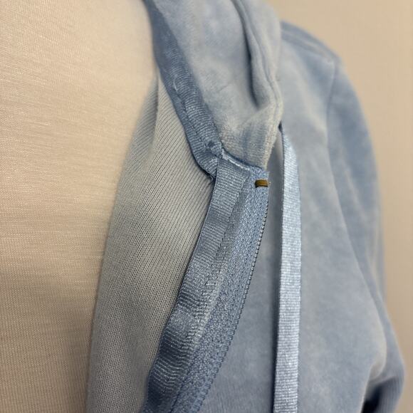 Baby Blue Velour Y2K Style Zip Hoodie Softcore Juicy Style Tracksuit Top Lg - Picture 3 of 13